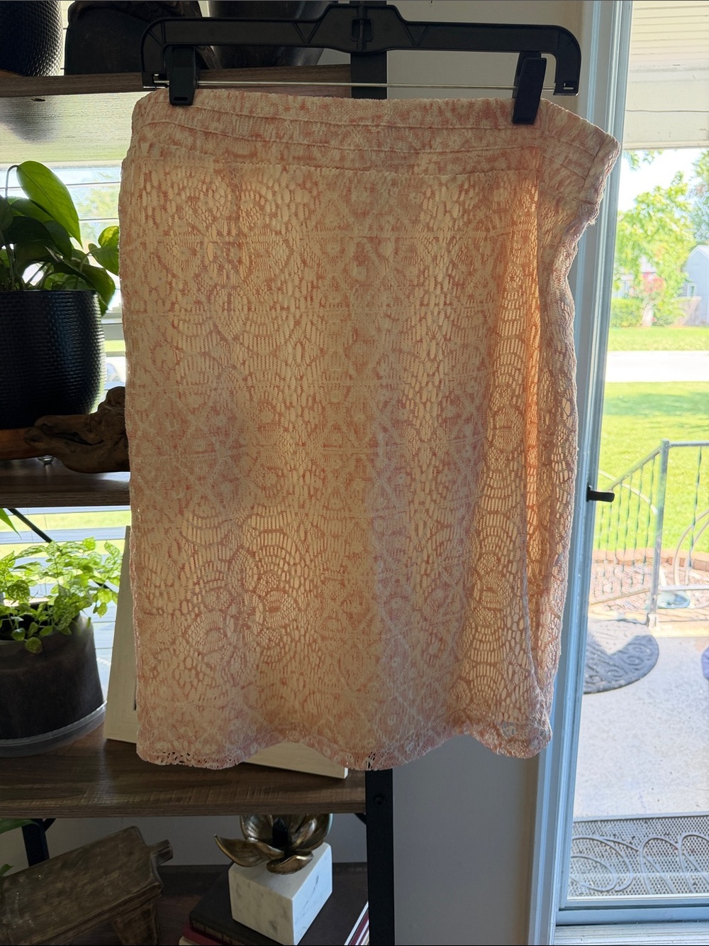 Cato Peach Lace Pencil Skirt
